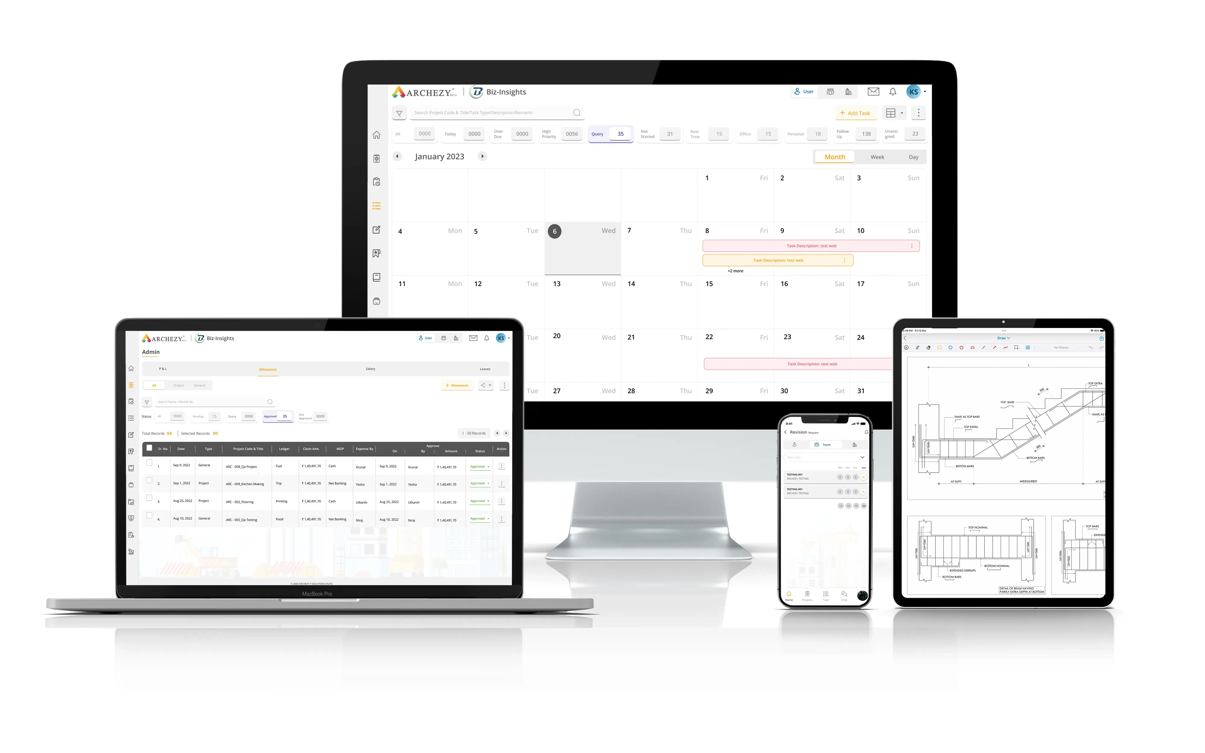 Archezy main project management dashboard interface