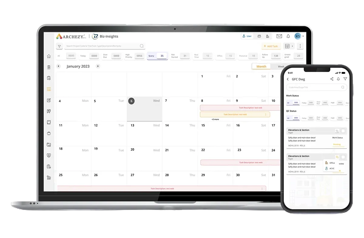 Archezy desktop dashboard for architecture project management